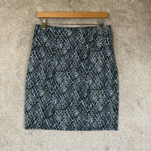 J Jill Skirt Womens Small Blue Green Black Wearever Smooth Fit Pencil- 3650